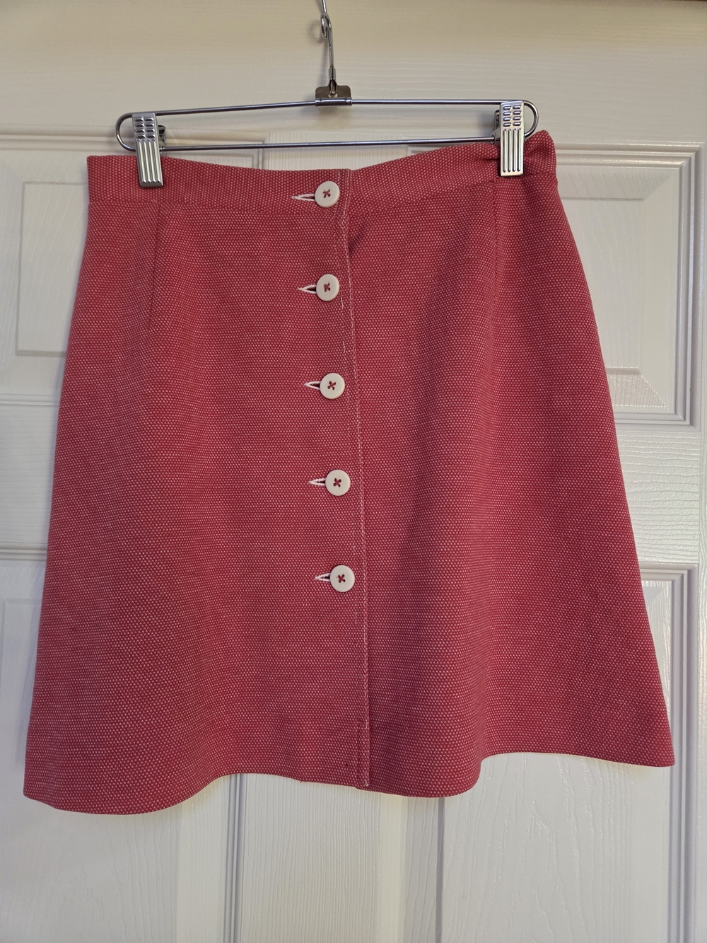 Vintage Koret of California Koratron Pink Button Front Mini Skirt 60s/70s